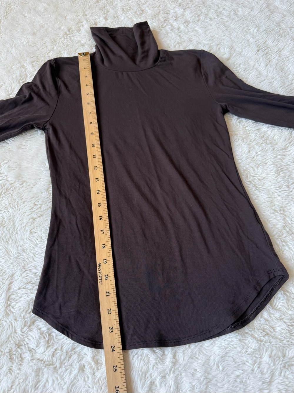 Babaton Aritzia Woman Brown Stretch Fabric Turtleneck Long Sleeve MEDIUM Minimal - Picture 5 of 7